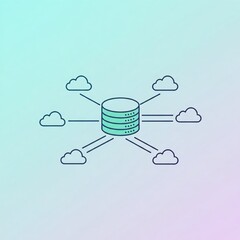Cloud Network Illustration Central Server Pastel Colors SaaS Branding