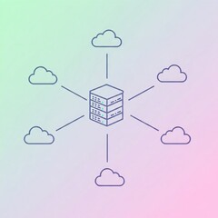 Minimal Cloud Network Server Design Professional SaaS Branding Illustration