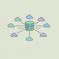 Futuristic Cloud Connection Line Art Server Network Tech Illustration
