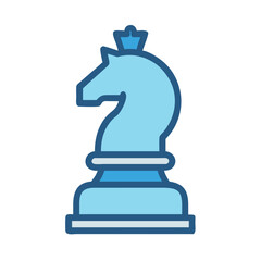 Chess knight piece in flat style on black background