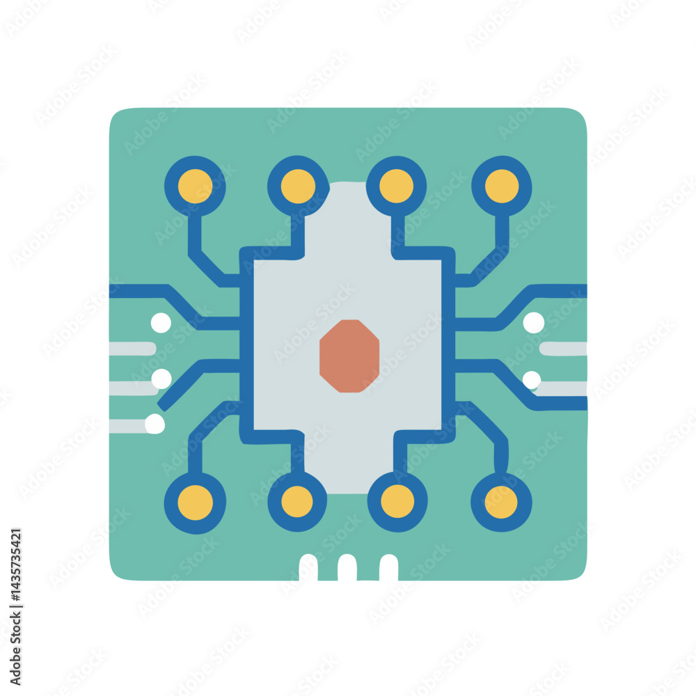 Poster modern square circuit board illustration with simple design style