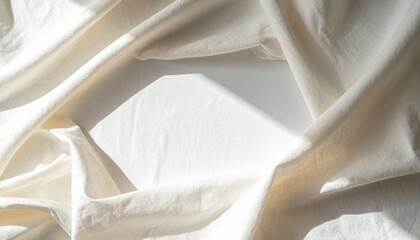 Soft white fabric draping indoor setting textile photography natural light artistic view minimalist concept