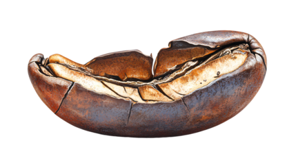 Cracked Coffee Bean Illustration Revealing Inner Layers for Creative Designs
