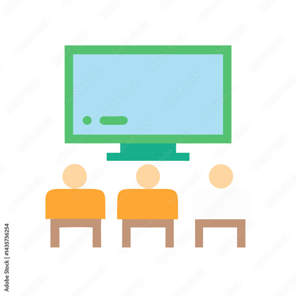 Aufkleber simple presentation view with three seated characters
