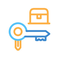 Stylized key and lock graphic illustration on black background