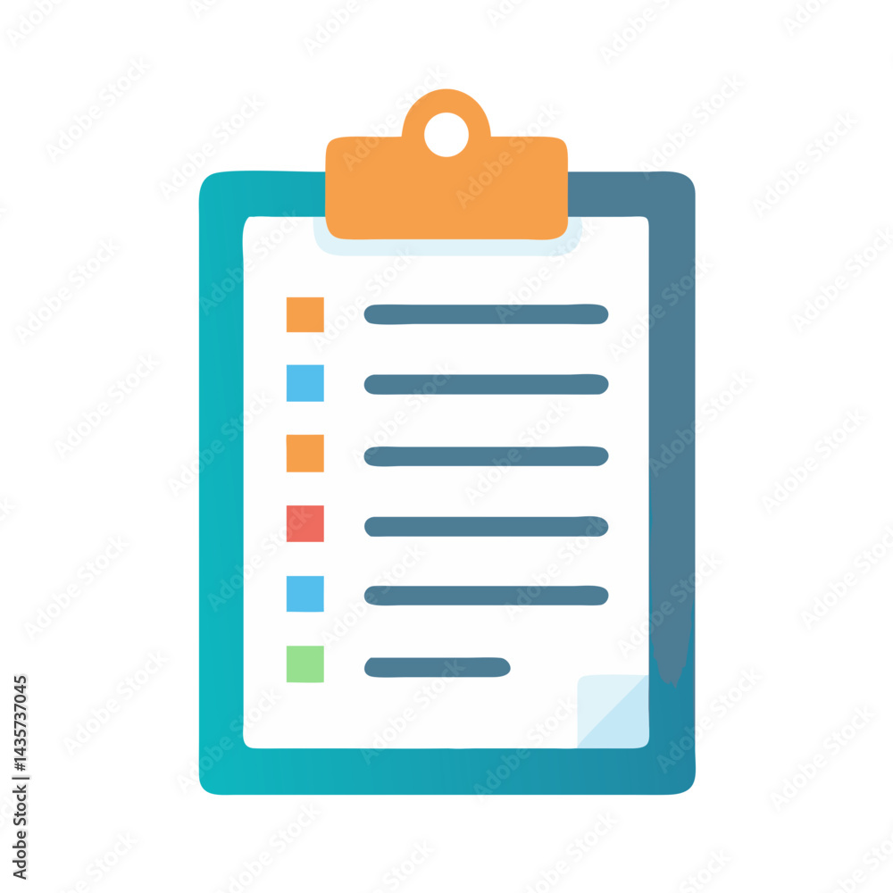 Poster simple clipboard checklist with tasks list in flat design