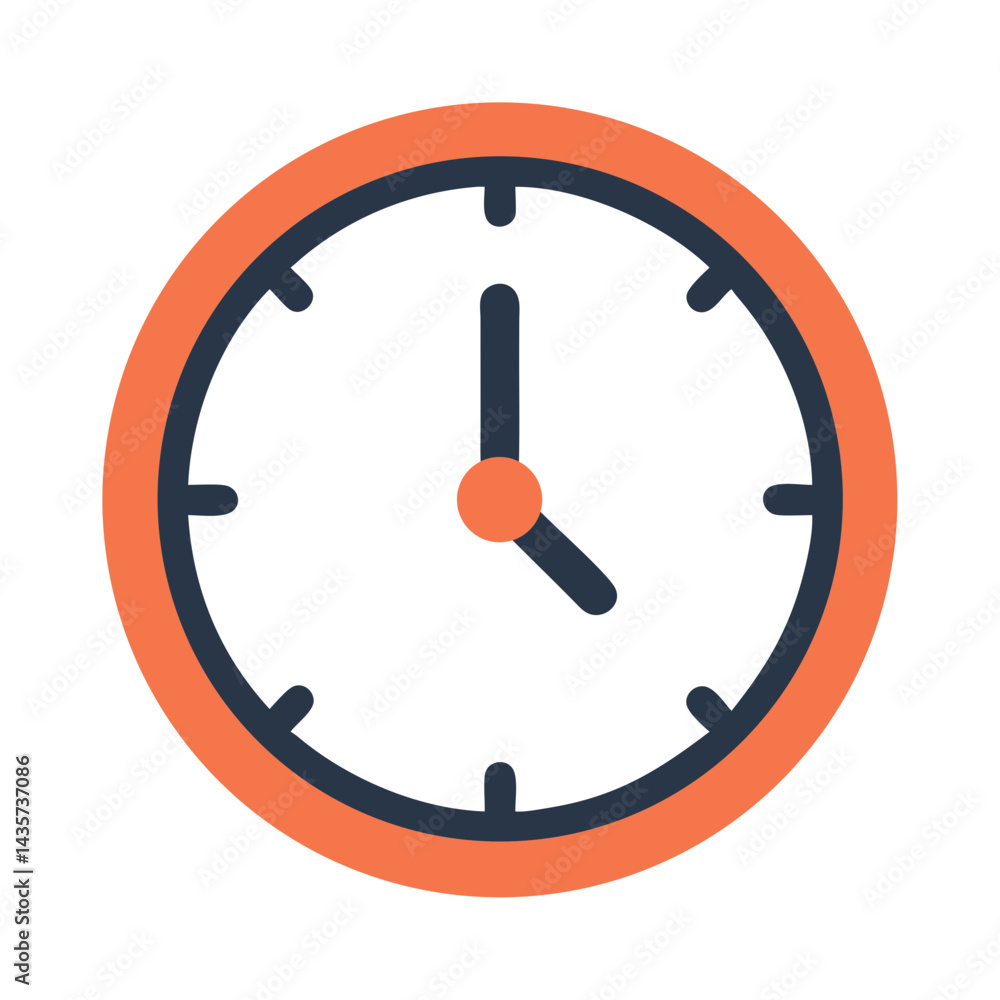 Poster flat design of clock showing the time is four