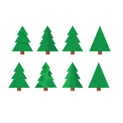 Christmas tree set icon. X-mas sign symbol, Tree icon. Isolated flat illustration for  design. Tree Vector.