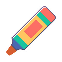 Flat design colorful highlighter marker with black background illustration