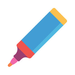 Flat design highlighter pen isolated on black background studio