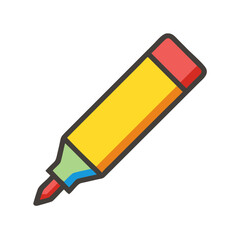 Yellow highlighter marker illustration on black background stock image