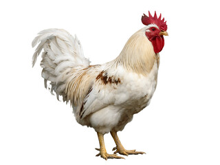 Fototapeta premium White Rooster with Red Comb Isolated on Transparent Background