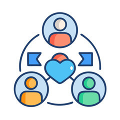 Connected people icons sharing love and support network