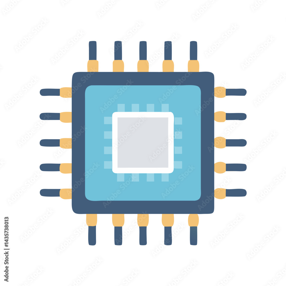 Aufkleber microchip processor vector illustration on a black background