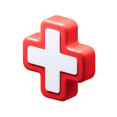 Fototapeta premium 3D Render of a Red and White Plus Sign Medical Cross Icon