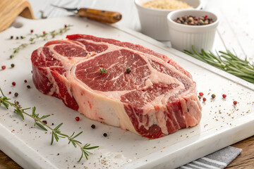 Fresh Raw Steak on Cutting Board