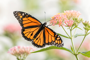 Fototapeta premium Monarch Butterfly on Pink Flowers