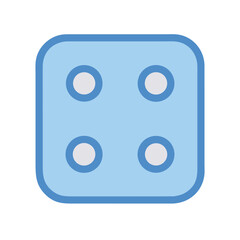 Simple dice icon with four dots, light blue style