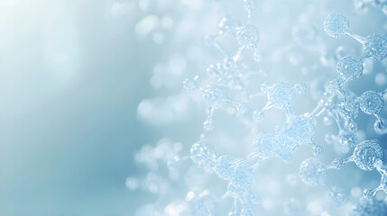 White and light blue medical abstract gradient background with molecules. web banner. Medical background in white and light blue gradient with molecular design.Science, technology and medical concept