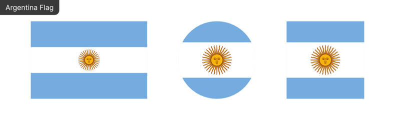 Argentina flag png vector. Argentina Square and round icon isolated on transparent PNG background. Argentina flag icon
