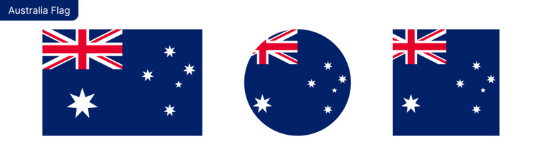 Australia flag PNG vector. Australia Square and round icon isolated on transparent PNG background. Australia flag icon