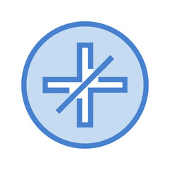 Blue plus sign with strikeout inside light blue circle
