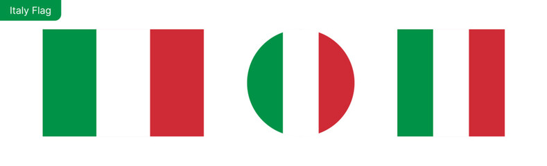 Italy flag PNG vector. Italy Square and round icon isolated on transparent PNG background. Italy flag icon