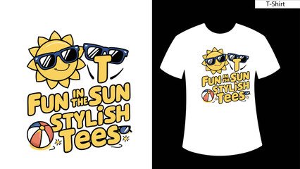 Summer  Vibes T-Shirt Design Black T-shirt & White T-shirt