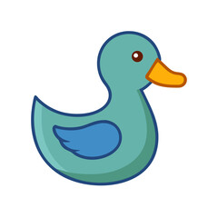 Cute vector illustration of a blue rubber ducky