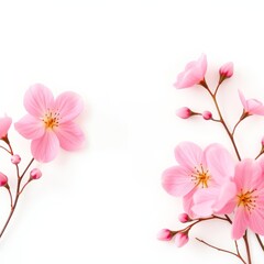 Delicate Pink Cherry Blossoms on White Background Highlighting Spring's Beauty