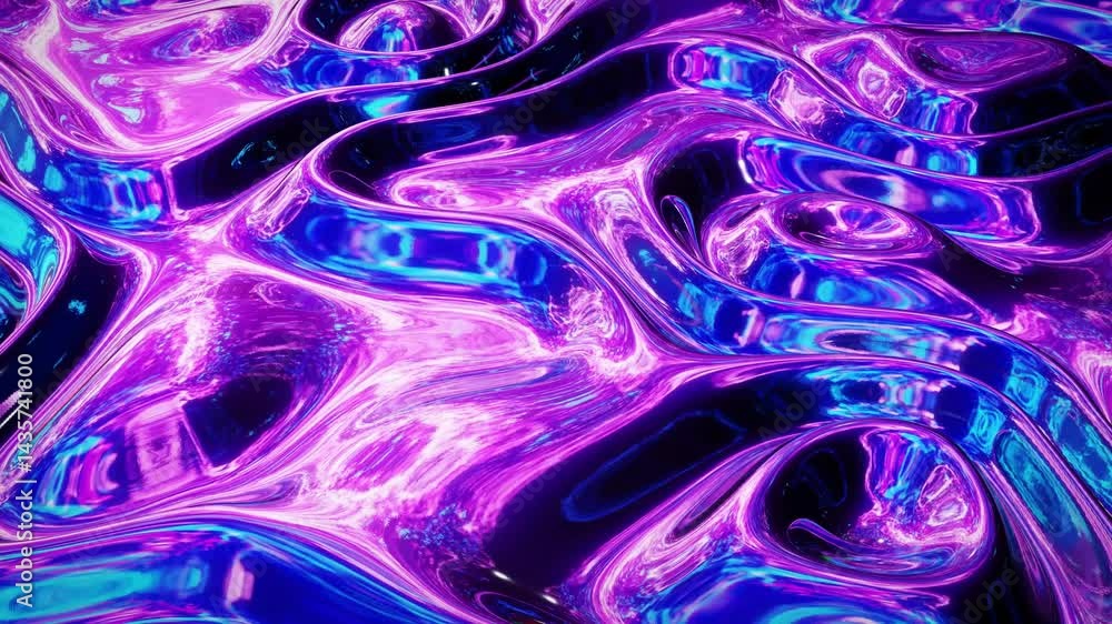 Poster looped abstract iridescent fluid background. beautiful wavy glass surface of liquid with pattern, gr