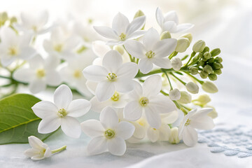White Lilac Flowers in Bloom