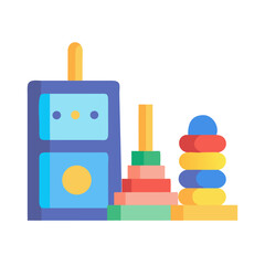 Colorful baby toys arrangement on a black background