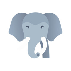 Stylized Elephant Head Flat Vector Illustration Isolated on Black