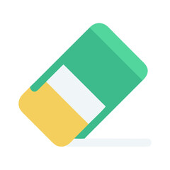 Flat design style eraser icon against black background