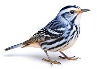 Fototapeta premium black and white warbler isolated on white background