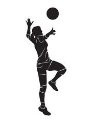 Female Volleyball Player Silhouette Illustration Athletic Action Pose Art