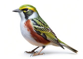 Fototapeta premium chestnut sided warbler isolated on white background
