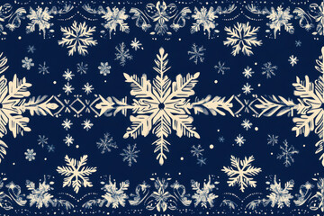 Blue and white snowflakes pattern on red background, creating a festive and wintry ambiance.