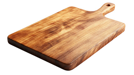 Professional Wooden Cutting Board Tilted Angle Isolated on White Background