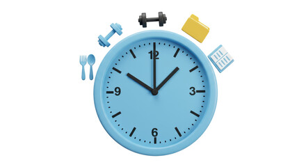 Isolated Clock with Time Management Icons