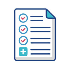 Stylized Checklist Icon on White Paper with Blue Accents