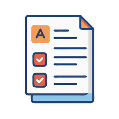 Completed checklist illustration with letter grade and check marks