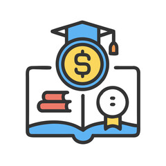 Money and Education Concept with Graduation Cap and Book