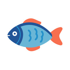 Stylized Flat Fish Illustration with Blue and Orange