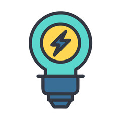 Light bulb with energy bolt inside, idea illustration