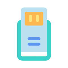 Flat Vector Illustration of a Light Blue USB Drive