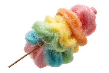 Rainbow Cotton Candy on Stick Isolated on Transparent Background