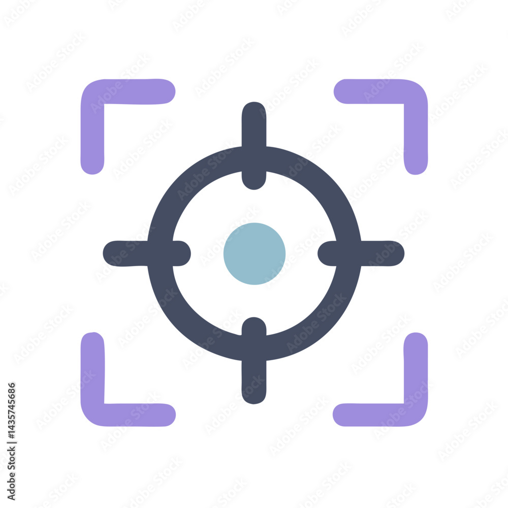 Poster flat design target icon with rounded elements on black