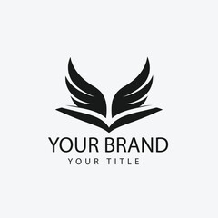 Obraz premium Education Logo - Open Book with Wings, Learning, Growth, Freedom, Knowledge Brand Identity